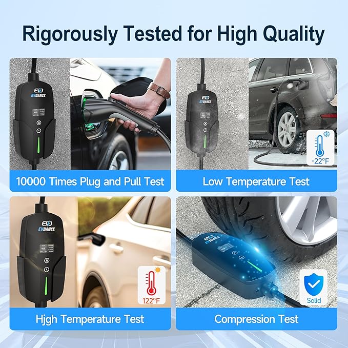 40A Level 2 EV Charger, 9.6KW Fast Portable Electric Vehicle Charging Stations, 25ft Charging Cable, NEMA 14-50 Plug, Adjustable Current & Timing Delay, Home Car Charger Compatible with All J1772 EVs