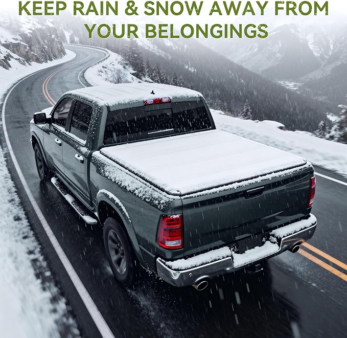 AUTOSAVER88 Low-Profile Hard Quad Fold Truck Bed Tonneau Cover Fit for Ford F-150 F150 2015-2025 with 5.5ft Bed