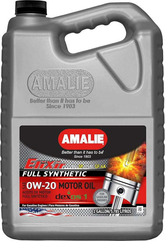 AMALIE Elixir 0W-20 dexos1 Full Synthetic Motor Oil (160-65757-36) 1 Gallon Bottle, Pack of 4 | Made in USA