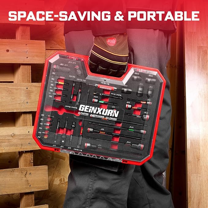 37Pcs Tools Set Packaged with Plastic Toolbox Storage Case, Include Screwdriver Bits, Nut Driver, Mini Wrech,Socket Driver, Quick change adapter, Socket Driver and Bit Holder for Diy