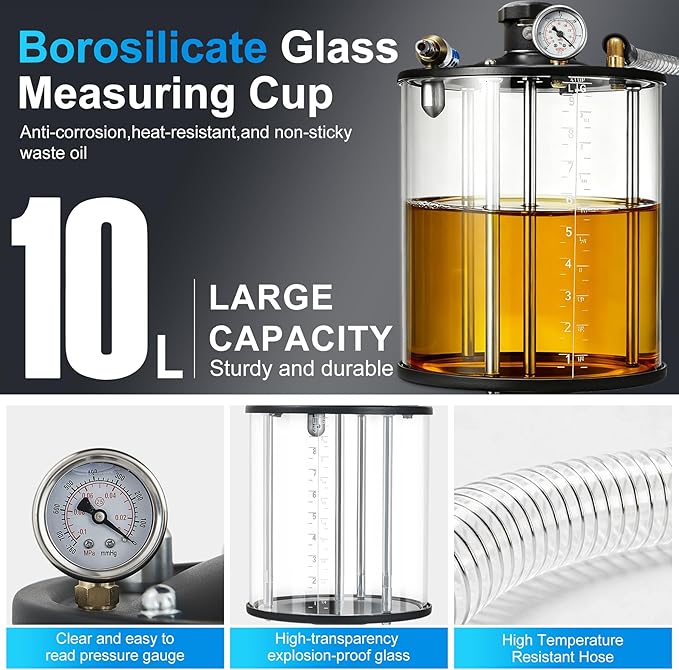 Industrial Fluid Drain Tank, Oil Drain Extractor, Portable Pneumatic Waste Oil Drain with Wheels (Black 5701)