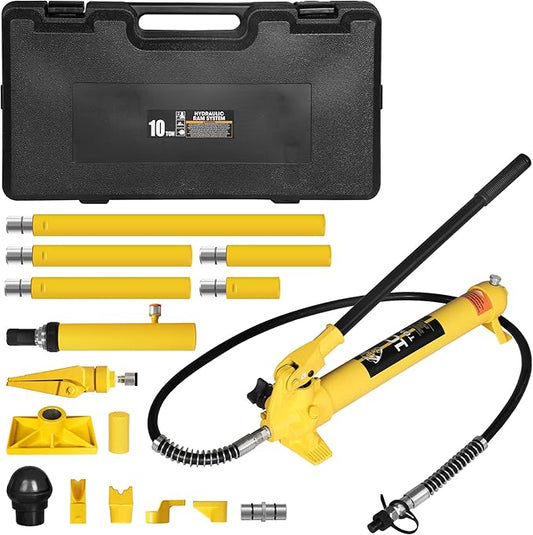 YELLOW JACKET 10 ton Porta Power Kit Hydraulic Ram Jack Pusher Puller Auto Body Frame Repair Tool with Blow Mold Carrying Storage Case for Car Repair,Truck,Farm