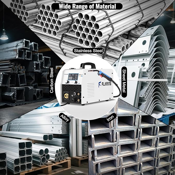 FLARING 215Amp MIG Welder 120V/240V 6 IN 1 Welding Machine Flux Core/Gas MIG/Stick/Lift TIG/Spot welding/Spool Gun Multi-Process Aluminum Welding 2lbs/11lbs Wire Competible LED Display Portable Welder