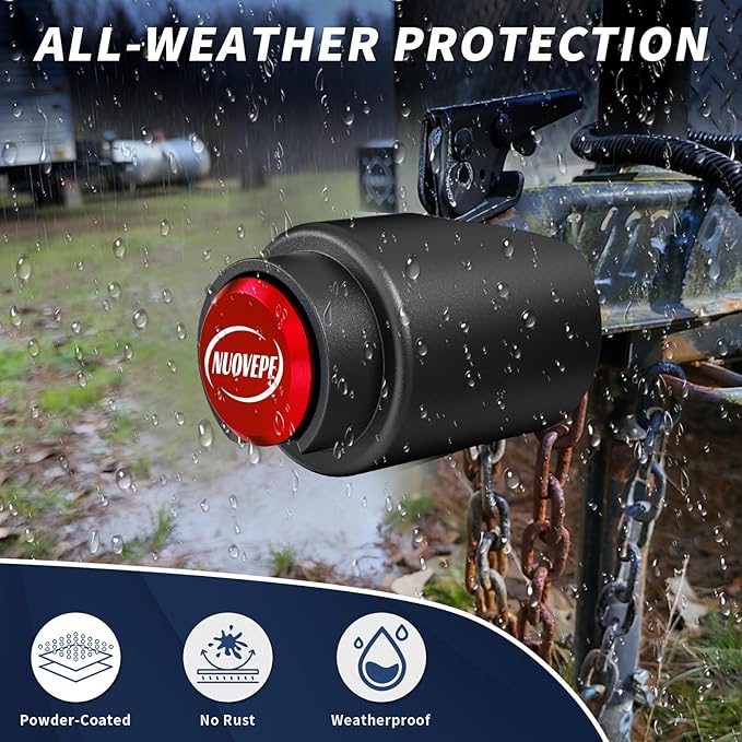 Trailer Lock Fits 2 Inch Couplers, Secures Safety Chains Anti-Theft Ball Hitch Lock, Heavy-Duty Trailer Hitch Locks for RV | Boat | ATV | Utility Trailer (Red)