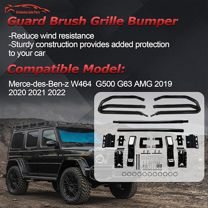 Guard Brush Grille Bumper Compatible with Mercedes W464 G500 G63 AMG 2019 2020 2021 2022, Front black Guard