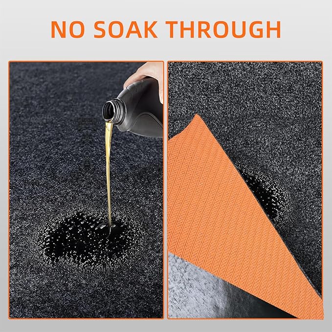 Oil Spill Mat Upgrade, 17 x 7.4 Ft, Garage Mat Absorb Oil Quickly, Reusable, LMRSTOO Garage Floor Mats for Under Car, Waterproof Backing Absorbent Mat Protects Floors (3mm TPR Non-Slip)