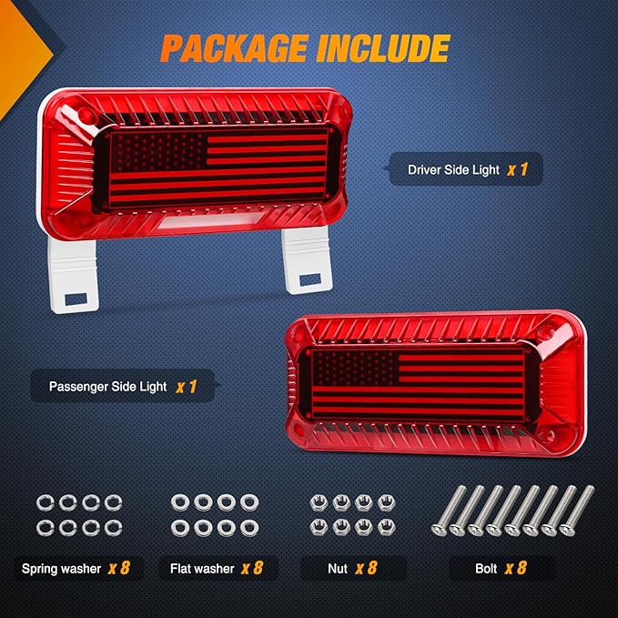 Nilight RV Tail Light 2PCS 72 LED Red Running Stop Brake Turn Signals White License Plate Lights Surface Mount Waterproof Taillights for Caravan Camper Van