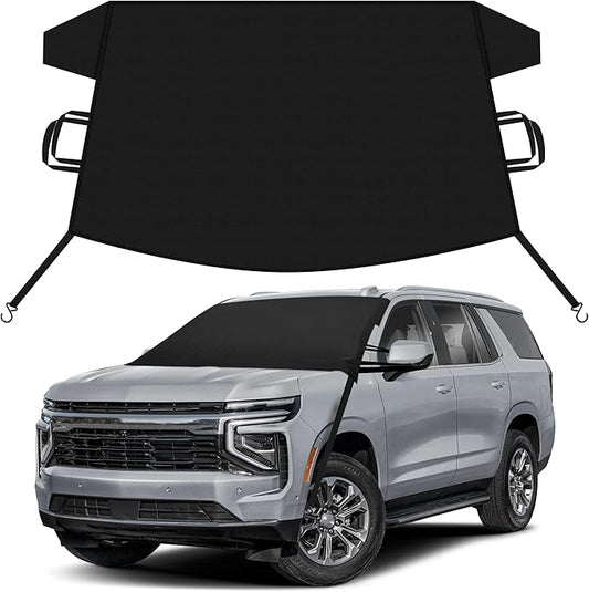EcoNour Car Snow Cover Compatible for Chevrolet Tahoe | Windshield Cover for Ice and Snow with S-Hook Straps | Heavy-Duty 600D Oxford Winter Car Cover, Waterproof & Anti-Slip
