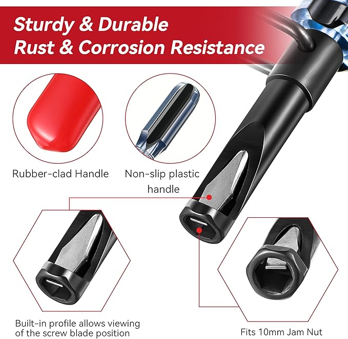 Dreyoo 10MM Valve Adjustment Tool Jam Nut, Slotted Valve Adjusting Stud, Valve Grinding Tool Compatible with Honda/Nissan Auto Vehicle Engines, Valve Lapping Guiding Removal Tool