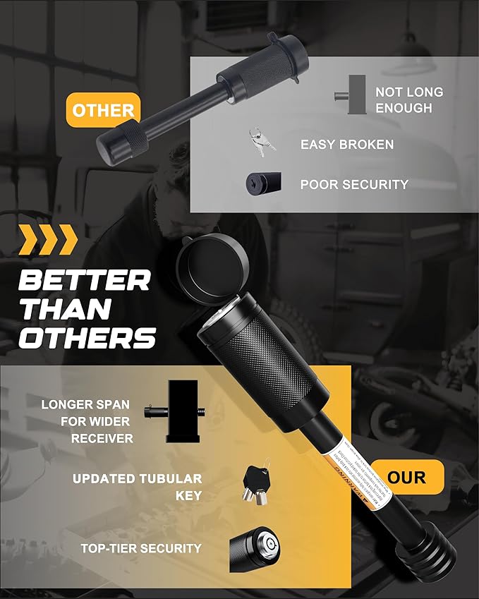 RETRUE Trailer Hitch Lock, 5/8" Locking Hitch Pin for 2 Inch and 2 1/2” Receiver Class III IV Hitch, Tow Hitch Lock with Keys and O-Rings, Trailer Accessories for Outdoor Enthusiasts, 2 Pack