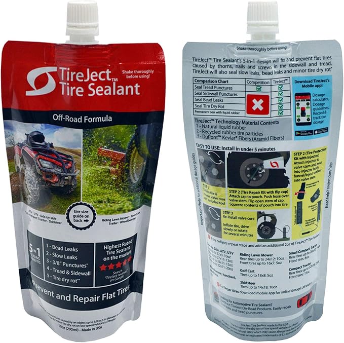TireJect Off-Road Tire Sealant Kit - 5-in-1 Sealing - Fix and Prevent Flat Tires (10oz)