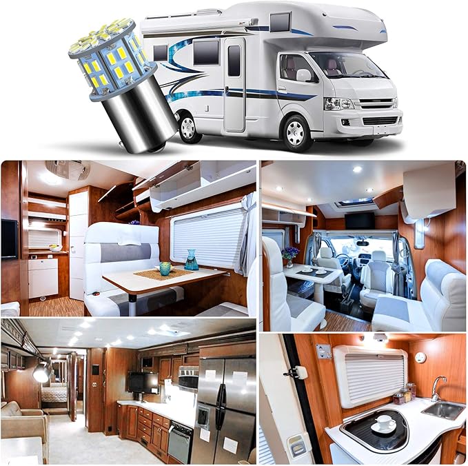1156 1141 1003 7506 BA15S LED Bulbs Super Bright 3014 50-SMD LED Replacement for 12 Volt RV Camper Trailer Boat Trunk Interior Lights (White, 20)