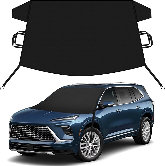 EcoNour Car Snow Cover Compatible for Buick Enclave/Encore/Envision | Windshield Cover for Ice and Snow with S-Hook Straps | Heavy-Duty 600D Oxford Winter Car Cover, Waterproof & Anti-Slip
