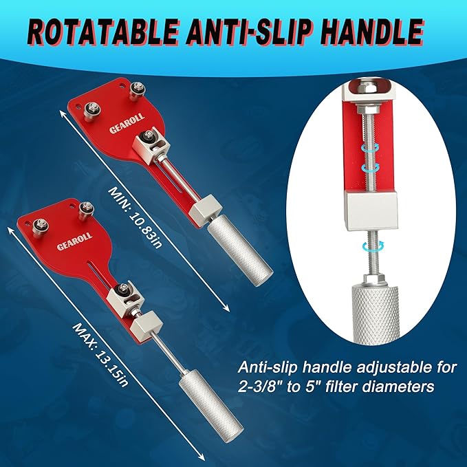 77750 Oil Filter Cutter Tool with Vise Jaw Plate, Oil Filter Cutter Cutting Tool for Filter Cutting Range 2-3/8" to 5" (Red)