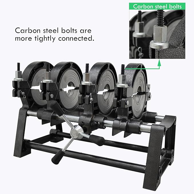 TECHTONGDA Pipe Welding Machine Electric Tube Butt Fusion Equipment for PE PP PB PVDF PPR 2.48"-6.30" with Digital Thermometer Four Clamps