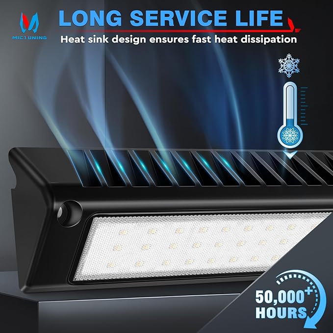 MICTUNING RV Porch Light, 9 Inch 54W Amber/White LED Exterior Utility Awning Light 6000K, Aluminum Housing IP67 Waterproof Replacement Lighting for Trucks, Trailers Bus Marine Boats Campers