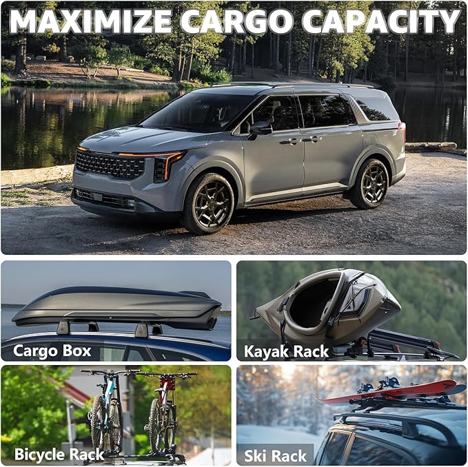 Roof Rack Cross Bars Compatible with Kia Sorento X-Pro & X-Line 2021-2025 (with Raised Side Rails), Heavy Duty 300 LBS Anti-Theft Lock Cargo Carrier Rooftop Crossbar for Bike, Basket Snowboard Luggage