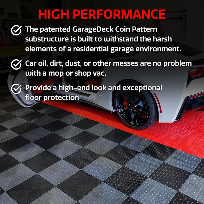 Big Floors GarageDeck Coin Pattern, Durable Copolymer Interlocking Modular Non-Slip Garage Flooring Tile (Alloy, 12 Pack of 12 x 12" Tiles)