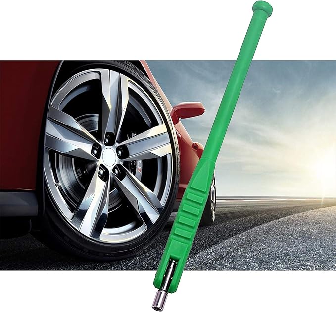 BASIKER Tire Valve Stem Puller Tool No Scratch with Valve Core Tool Green Perfect Replacement for Universial car Valve Stem Extenders Straight Metal Dual Wheel Valve Stem Extension Adapter
