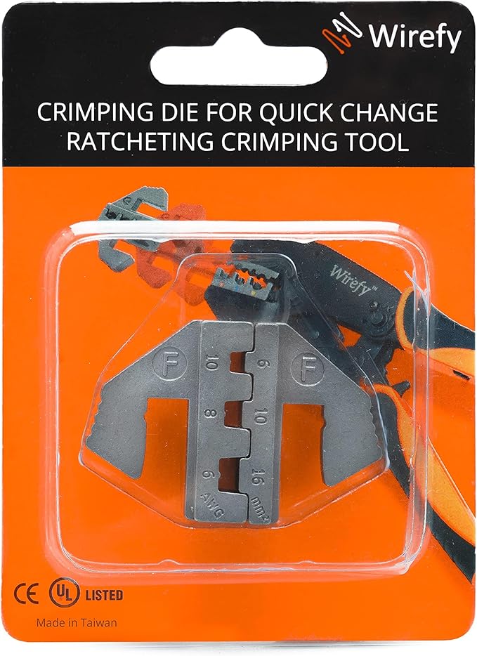 Wirefy Crimping Die for Large Ferrule Terminals 10-6 AWG | Interchangeable Quick-Change Die for Wirefy Crimping Tools | Heavy-Duty Precision Crimp for Large Gauge Wires
