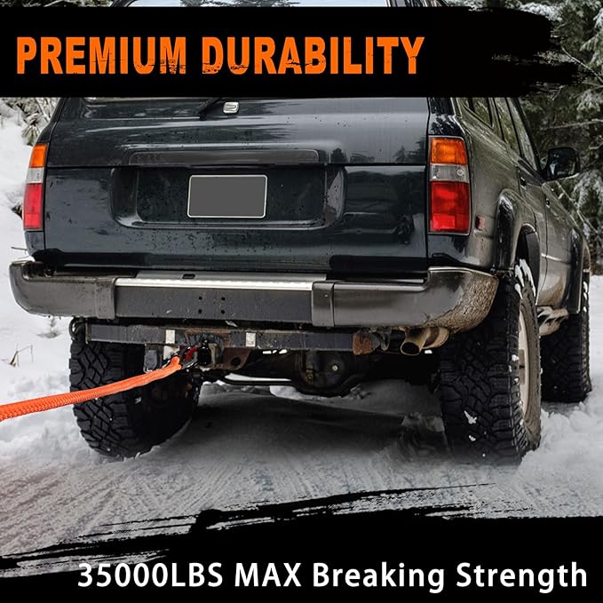 METOWARE Kinetic Recovery Rope (1’’ x 20ft) 35,000 LBS Offroad Tow Kit with 1/2inch x 22 Inch Soft Shackles, Heavy Duty Towing Rope Kit for UTV, ATV, Truck, Car