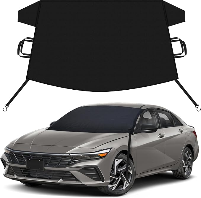 EcoNour Car Snow Cover Compatible for Hyundai Elantra | Windshield Cover for Ice and Snow with S-Hook Straps | Heavy-Duty 600D Oxford Winter Car Cover, Waterproof & Anti-Slip