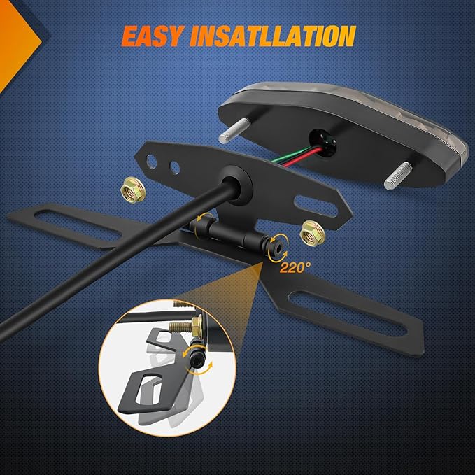 Nilight Motorcycle Tail Lights LED Brake Running Light with License Plate Bracket Dirt Bike Rear Lighting Compatible with Honda Yamaha Kawasaki Suzuki Chopper Turing Cruiser, Red