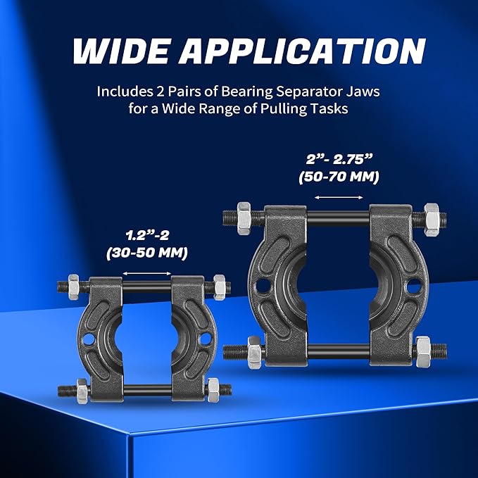 Bearing Puller and Splitter Kit, Separator and Puller Set, Pinion Bearing Puller and Wheel Removal Tool, 5 Ton Capacity Bearing Separator with 2’’ and 3’’ Bearing Separator Jaws, 14Pcs (Blue)