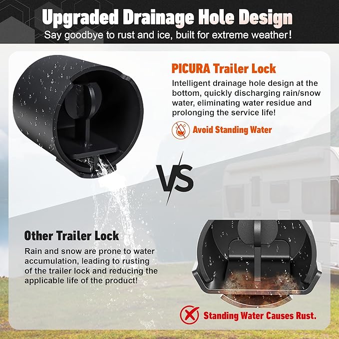 Upgraded Trailer Hitch Locks Fits 2-5/16 Inch Coupler, Heavy Duty Trailer Lock, Anti-Theft Trailer Coupler Lock for RV, Trailer, Boat, Pickup(Red)