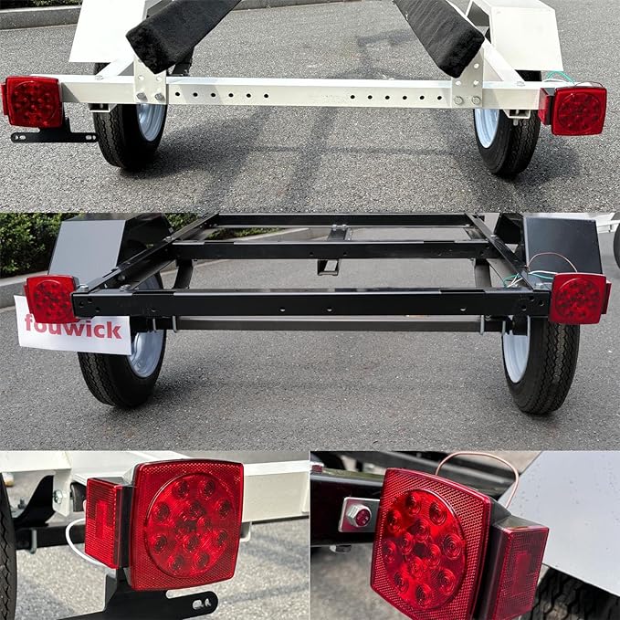 LED Red Tail Trailer Light kit, Wiring Harness 12V Waterproof Submersible Side Marker Stop Brake Turn Signal Reverse For Bus Lorry Camper Boat Truck RV Pickup Golf Cart Motorcycle(Light kit)