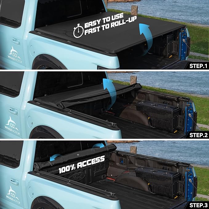 Truck Bed Tonneau Cover Compatible with Chevy Silverado & GMC Sierra 1500(2007-2025) 2500 3500 HD(2007-2019) 6.6 ft Standard Box(NO CarbonPro Bed), Soft Roll Up Style