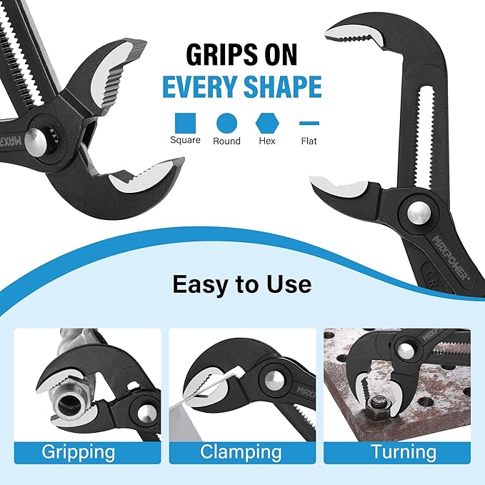 MAXPOWER 16 inch Water Pump Pliers with 3 inch Jaw Capacity Opening Push Button Lock Pliers