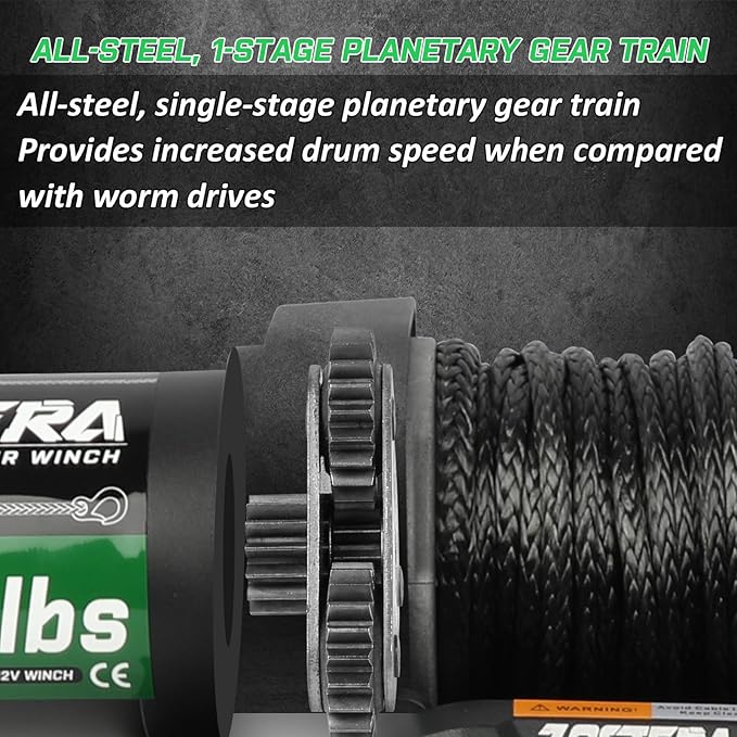 2000lbs ATV Winch with Synthetic Rope Electric Winch 12V Waterproof with Mounting Plate ATV UTV Towing Winch