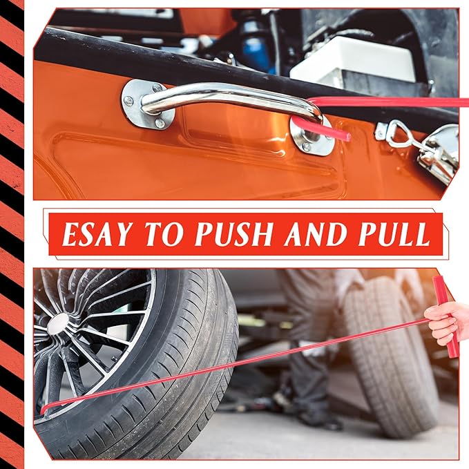 Zonon 4 Pack 31" Red Fifth Wheel Puller 5th Wheel Pin Puller for Semi Truck Cotter Spring Pulling Tool Solid Steel Dock Hooks Portable Type Lifting J Hook for Pulling Storm Drain Manhole Covers