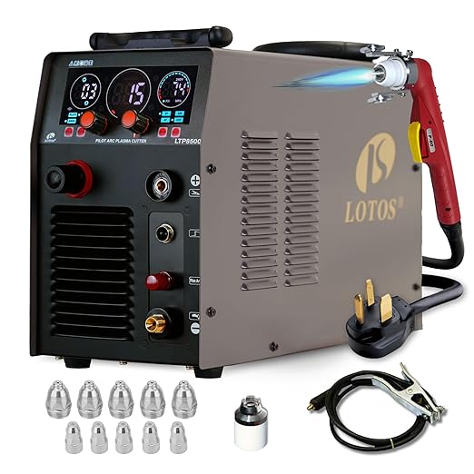 LOTOS LTP8500 85AMP Non-Touch Pilot Arc Plasma Cutter, Drag Cut Enabled, 1” 25mm Clean Cut, 1.5" 38mm Severance Cut, Metal Cut Machine, Plasma Cutting Equipment, 220V