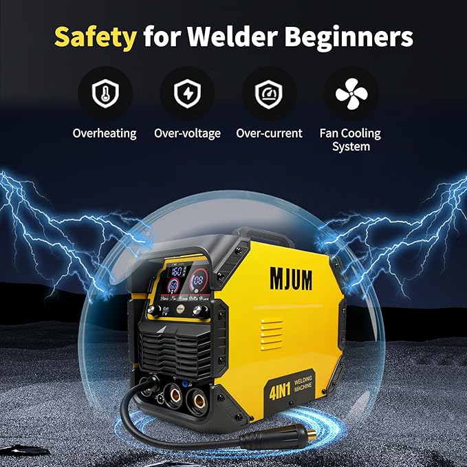 160A 4-in-1 AI Welding Machine: Dual Voltage 110V/220V Gas MIG/Flux Core/Lift TIG/Stick Welder – Smart Synergic Control IGBT Inverter HD LED Display for Home Repair Auto Restoration Metal Fabrication