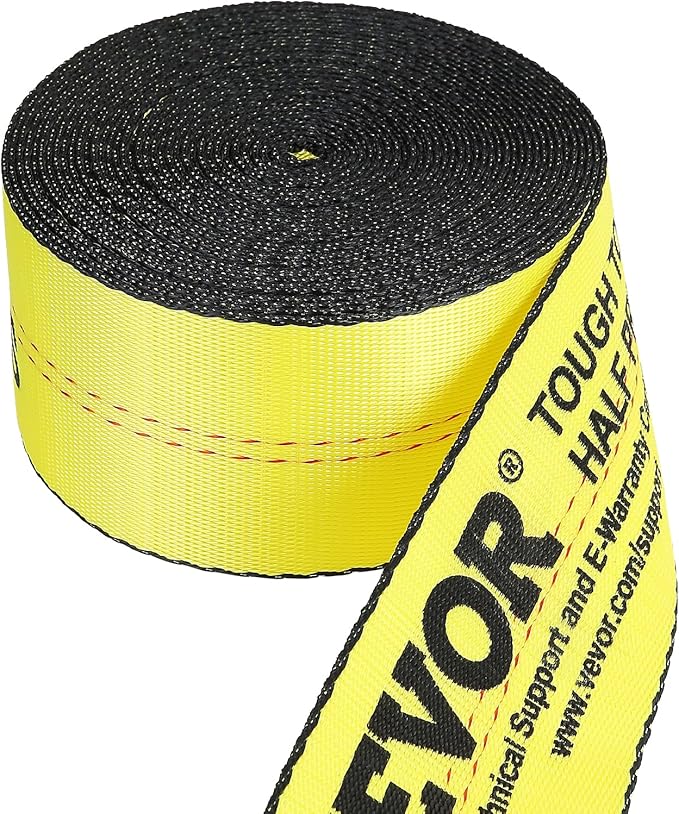 VEVOR Truck Straps, 4" x 40' Heavy Duty Tie Down w/Flat Hooks 18,000lbs Break Strength, WLL# 6000lbs, Cargo Straps tie Down for Flatbeds, Trucks, Trailers, Farms, Rescues, Tree Saver, Yellow(10 Pack)