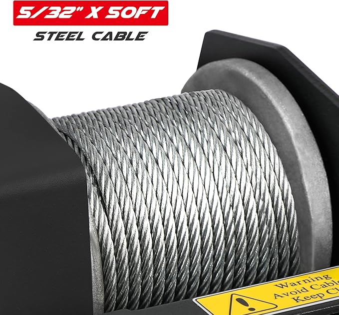 2500lbs Electric Winch 12V Waterproof Steel Cable with Wired Remote Control & Mounting Plate ATV UTV Towing Trailer Winch Off-Road