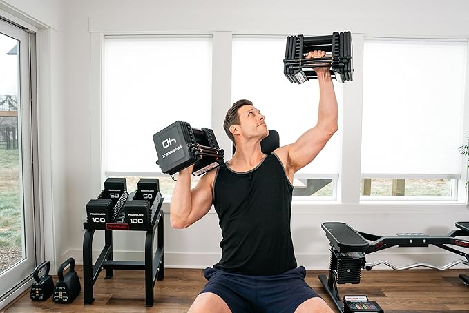 PowerBlock Pro 100 Adjustable Dumbbell, Sold As A Single Unit 5-100 lb Dumbbell – Durable Steel Build, Innovative Workout Equipment, Strength Training