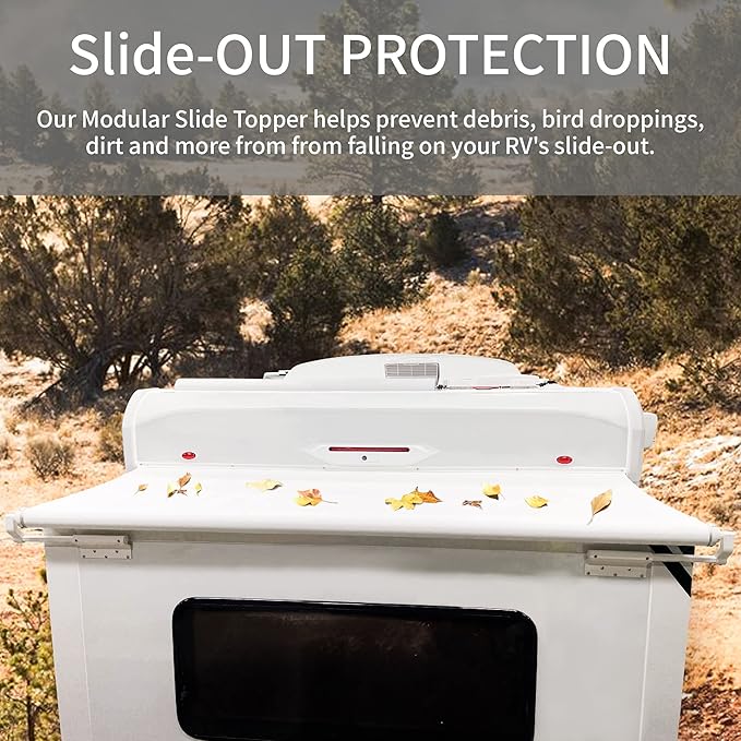 Awnlux White Modular Slide Topper Awning Slide Out Protection for RVs, Travel Trailers, 5th Wheels, and Motorhomes -14'6" (14'1" Fabric)
