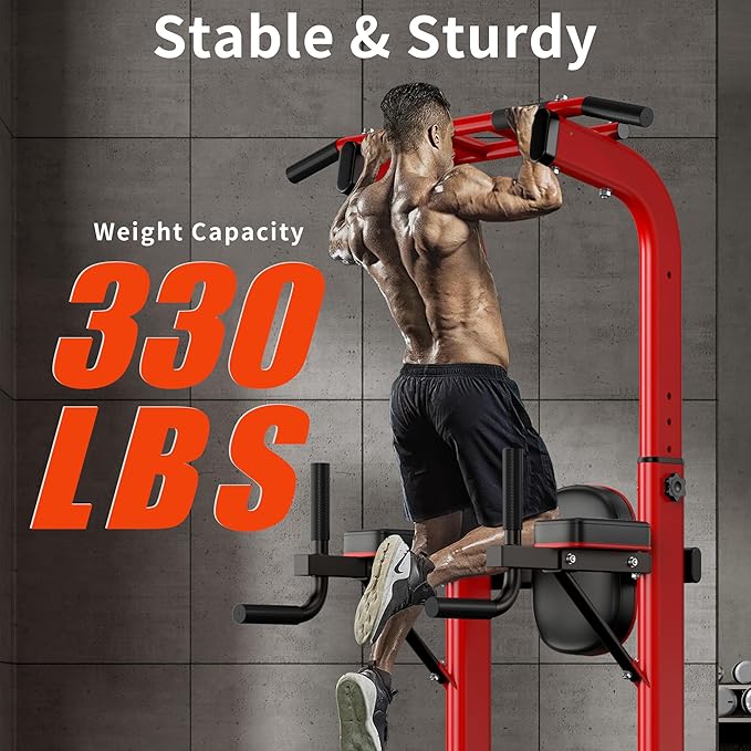 sogesfurniture Adjustable Dip Station & Pull Up Bar – Heavy Duty Calisthenics Workout Equipment for Home Gym, Multi-Function Fitness Training with Push Up Handles, Dips, Pull Ups & Push Ups