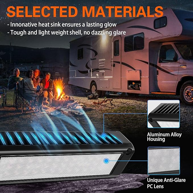 13" Exterior LED Flood Lighting Fixture,12V LED RV Porch Light Aluminum Exterior Lights, 6000K Super Bright for RVs Trailers Camper Truck Porches Towing