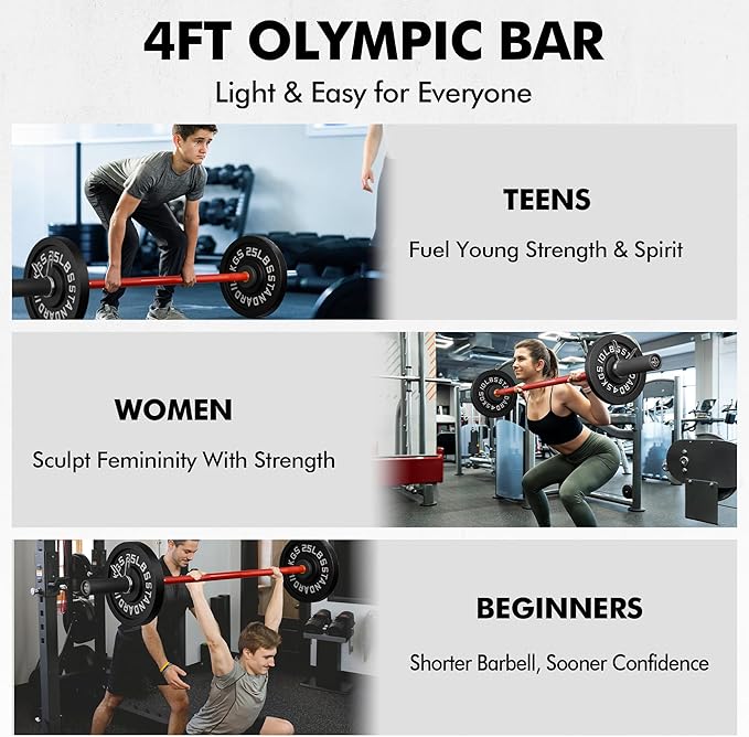 Mikolo 7ft Olympic Barbell, Barbell for Weightlifting and Powerlifting 45lb, Olympic Bar for 1500lbs Capacity, Weight Bar Fit 2” Standard Weights