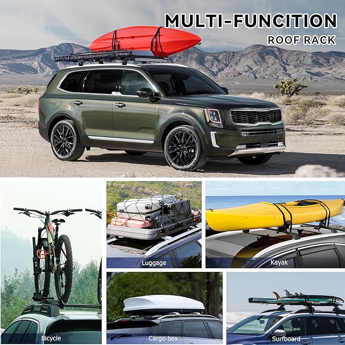FLYCLE 220Lbs Roof Rack Cross Bars Compatible with KIA Telluride 2019-2025 S SX SX-P EX, Lockable Cross Bars Roof Rack Cargo Bars for Luggage Kayak Bikes Canoe Ski Snowboard
