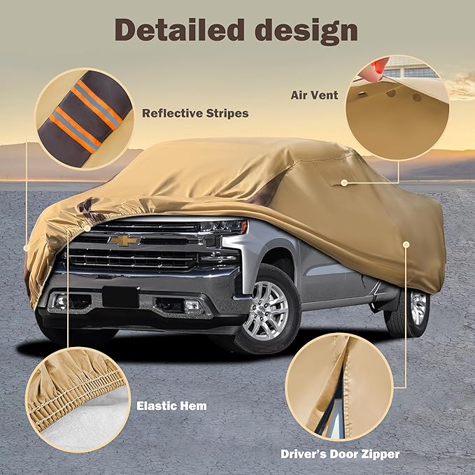 Silverado Car Cover Compatible with Chevrolet Silverado (2000-2024),Outdoor Waterproof Anti-UV Car Covers Rain Sun Snow Protection with Zipper and Windproof Buckle