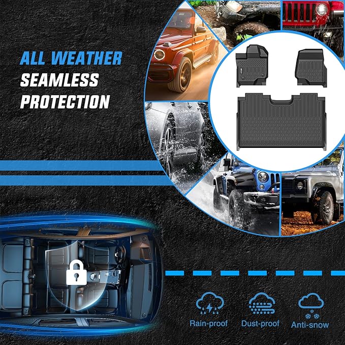 Nilight TPE Floor Mats for Ford F-150 F150 Lightning SuperCrew Cab Bucket Seats 2015 2016 2017 2018 2019 2020 2021 2022 2023 2024 2025 All Weather Custom Fit Heavy Duty Floor Liners