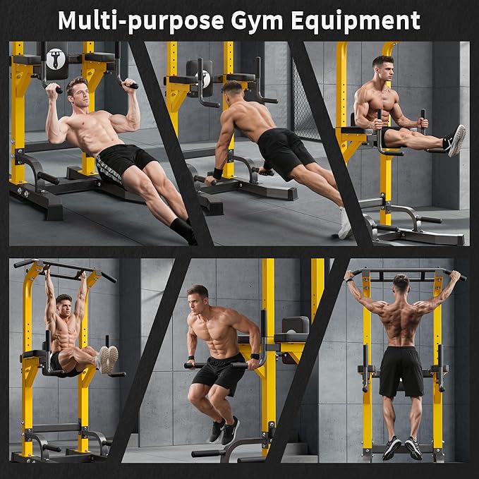 SogesHome Adjustable Pull Up Bar & Dip Station, Heavy Duty 500LB Capacity Multifunctional Home Gym Fitness Equipment for Strength Training, Push Up Stand for Arm, Back, Core & Full Body Workout