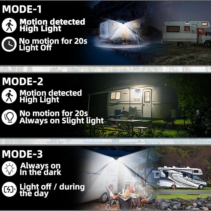 Solar RV Lights, RV Exterior Lights, RV Outdoor Lights Magnetic Motion Sensor Lights Waterproof for RV, Camper, Caravan, Trailer (2 Pack)