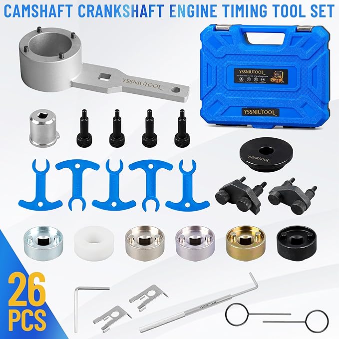 Engine Timing Tool Kit for VW Audi TSI TFSI EA888 1.8L 2.0L Engine, with Additional T40191 Engine Camshaft Sliding Pieces Spacer Tool, T10355 Crankshaft Pulley Holding Wrench T40098 T40267 T40271