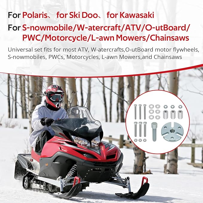 JAVIK Universal Flywheel Puller Tool Fit for Polaris Ski Doo K-awasaki Snowmobile/W-atercraft/ATV/O-utBoard/Motorcycle/L-AWN Mowers/Chainsaws